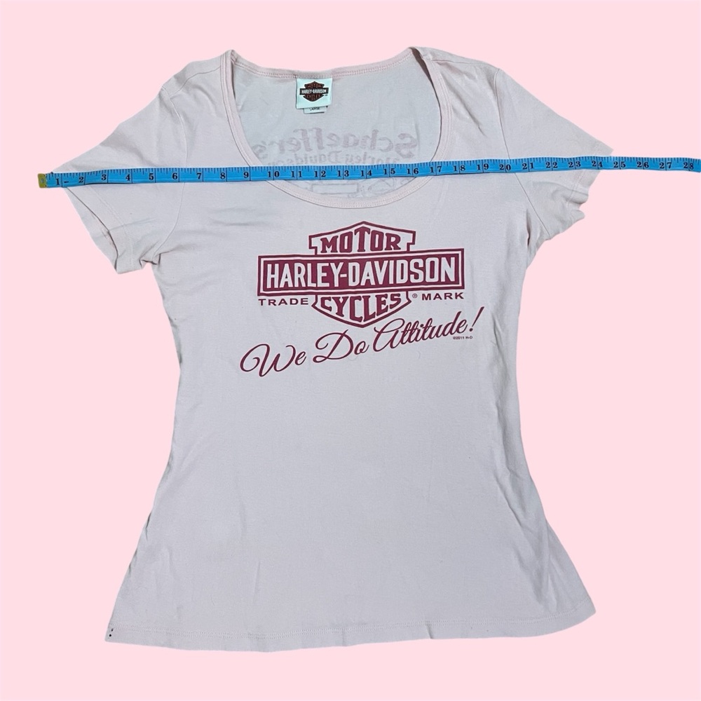 Pink Harley Davidson Vintage Retro y2k Neck Graphic Baby Tee
